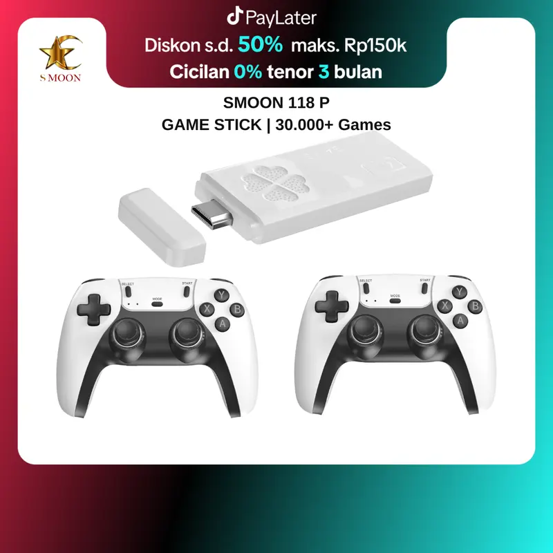 SMOON118P - PLAYGAME - DOUBLE STICK - 30.000+ GAMES - FOR TV + COMPUTER + PROYEKTOR - NO NEED WIFI 0