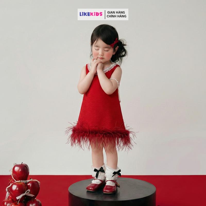 Đầm váy cho bé gái kiểu dáng CỔ VIỀN CHUỖI LikeKids T23