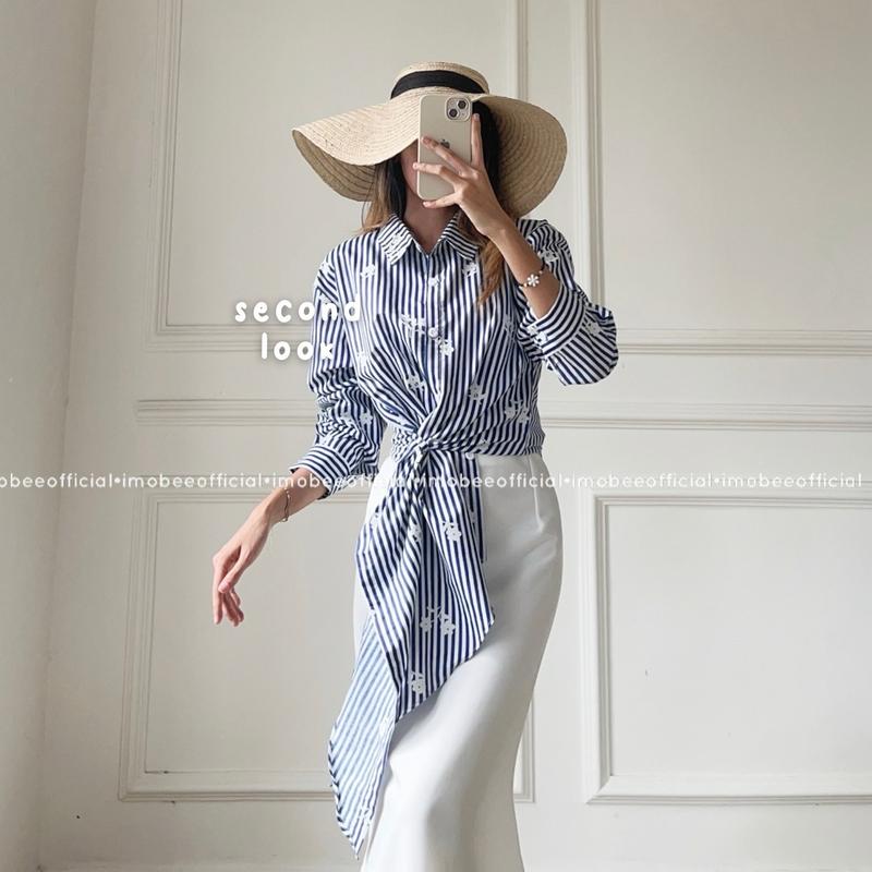 STRIPE ME SHIRT 2in1 // KEMEJA STRIP GARIS BLOUSE TOP IKAT TALI LAYER 4