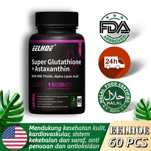 Glutathione + Astaxanthin 1500 mg - Meningkatkan kesehatan kulit, anti-penuaan, antioksidan, anti-kerut, memutihkan, dan melembapkan.