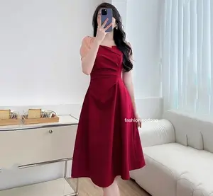 Dress Anggun dress scuba quality LD 90-100 bahan melar Gaun Kasual Gaun wanita kekinian Korea style