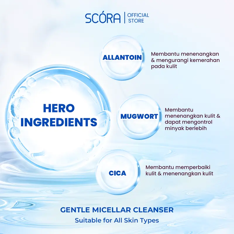 [BELI 2 GRATIS ONGKIR] SCORA Gentle & Soothe Micellar Cleansing Water 100 ML Membersihkan Menenangkan Kulit 2