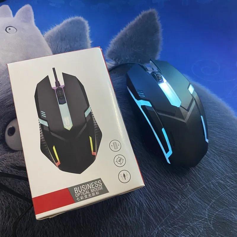 Chuột máy tính có dây USB Rice Wolf đèn LED phát sáng đổi màu - Chuột game thủ…