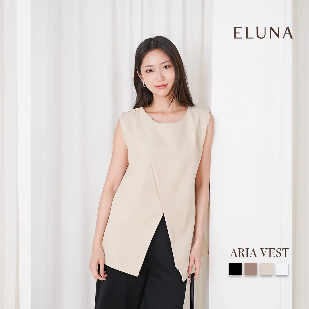 ELUNA - Aria Vest 801 - Atasan Wanita Korean Premium Office Look Stylish Fashionable Blouse Blus Baju Cewek Kantor Minimalis Wanita