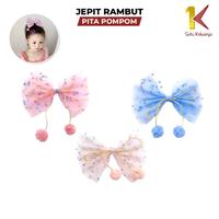 Gambar [COD] SK C1268 Jepit Rambut Pita Anak Motif Rumbai Bola Bola - Baby Pink dari satukeluargaid Kab. Tangerang 1 Tokopedia