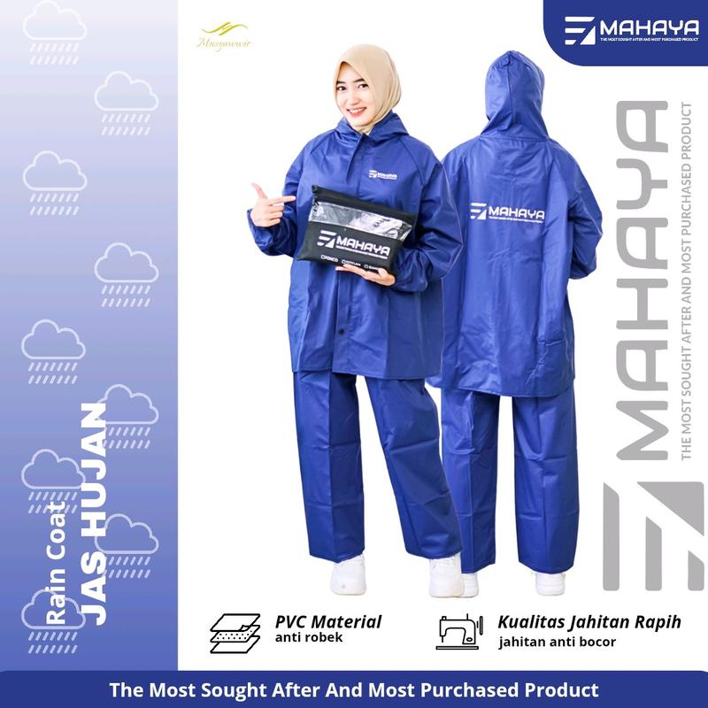 Jas Hujan Mahaya Raincoat Bahan Tebal Motor Motif Polos Dewasa Unisex Wanita Pria Terusan Jaket Clana Original 2