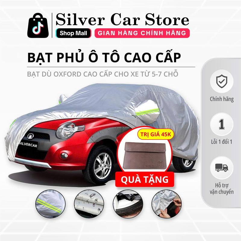 (Tặng Ví Da Đăng Kiểm) Bạt Phủ Xe Ô Tô Vải Dù Oxford Cao Cấp, Che Nắng Ô Tô Bảo Vệ Nội Thất