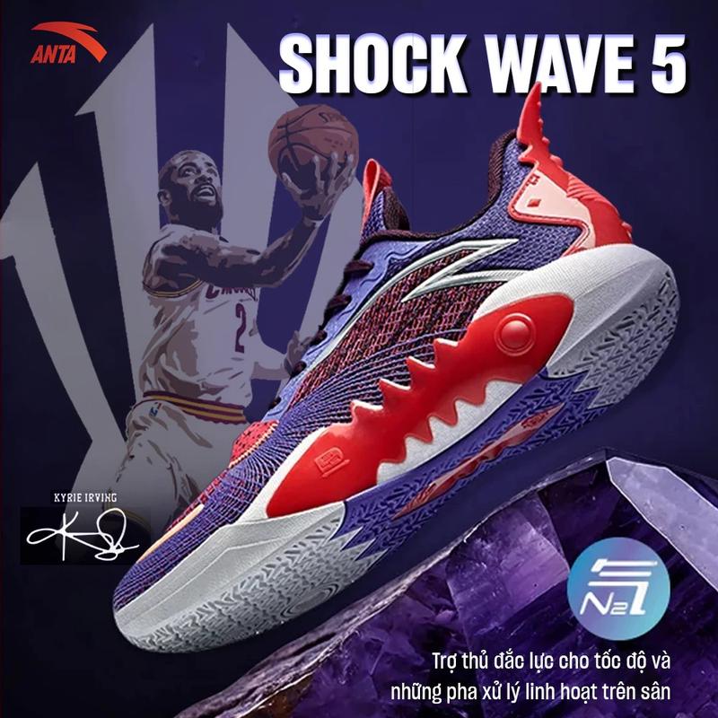 ĐỘC QUYỀN ONLINE Giày Bóng Rổ OutDoor Nam ANTA SHOCK WAVE 5 TEAM V2 1124D1106S 9124D1106S Nitrogen Cao Cấp Thoáng Khí | Giày Basketball Chơi Bóng Rổ Hạn Chế Lật Chân Trơn Trượt Đệm Thể Thao Đế Chống Mài Mòn Bảo Hành Chính Hãng ANTA Sport
