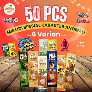 SIMPAY EDISI SPESIAL KARAKTER ANOMALI / MIE LIDI ISI 50 PCS kemasan lebih fresh UNTUK PAKET USAHA ATAU CEMILAN ANAK Snack Food Pedas Balado Jagung Noodle Cheese