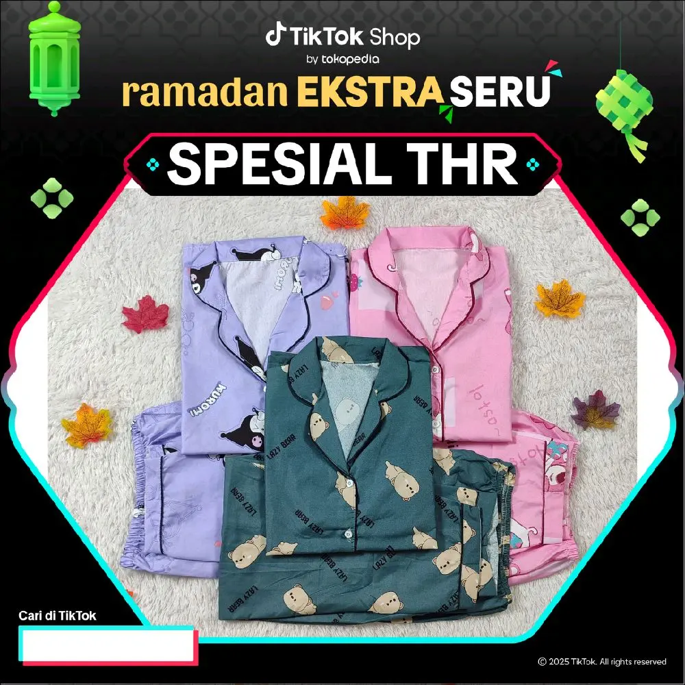 PAKET MURAH 100RB DAPAT 3 SETEL BAJU TIDUR WANITA / PIYAMA WANITA, DEWASA LD 104 CM (LENGAN PENDEK & CELANA PANJANG) Katun Motif Setelan