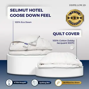DDPillow Set Selimut Hotel Bulu Angsa Sintetis Goose Down Feel  + Cover Cotton Stripe / Duvet / Selimut Hotel Fluffy