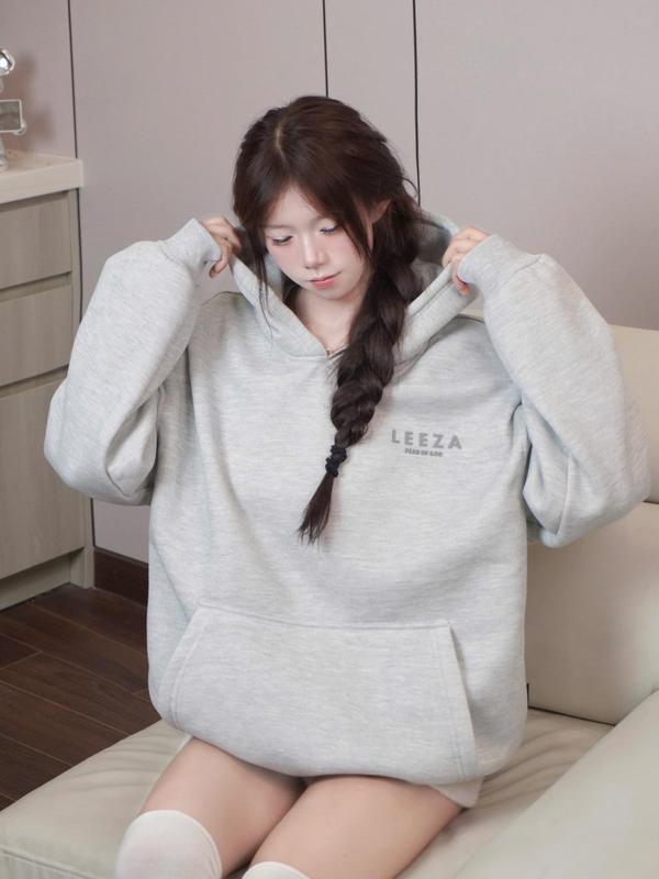 LEEZA - Áo Hoodie Nỉ Bông Trơn Basic Đơn Giản In Logo LEEZA 4 màu Local Brand Unisex 12.02 áo nỉ sweater