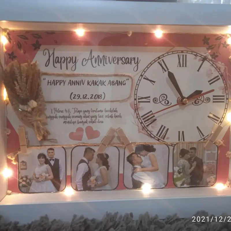 Bingkai cepat frame 3D Lampu LED 35x25 cm & Jam/Buket foto/Flower in frame 3D/premium/Buket Bunga/gift/jumbo/Bingkai foto A4/Terlaris & termurah/Wedding,Tunangan,Wisuda,Hajatan,Ultah,Anniversary 4