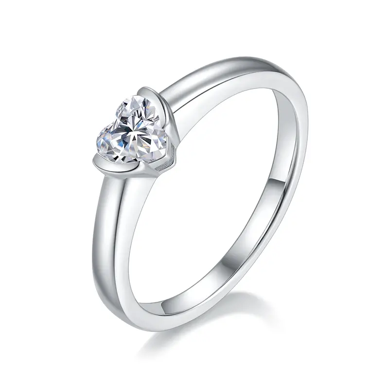 【#146】925 Sterling Silver Heart Moissanite Ring For Women Jewelry Gift