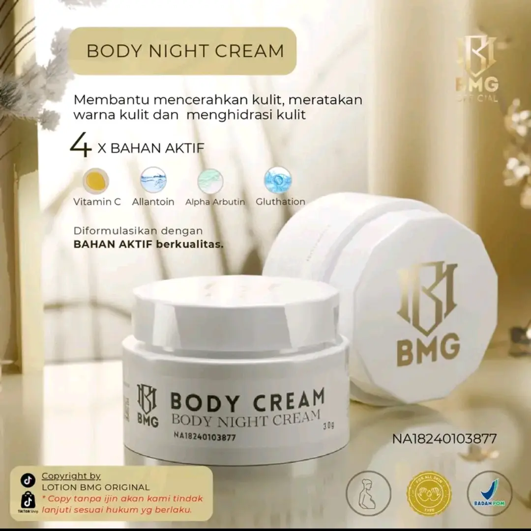 BMG BODYCREAM BADAN 30gr BPOM ORIGINAL mencerahkan kulit arbutin tubuh Lotion Perawatan Melembutkan