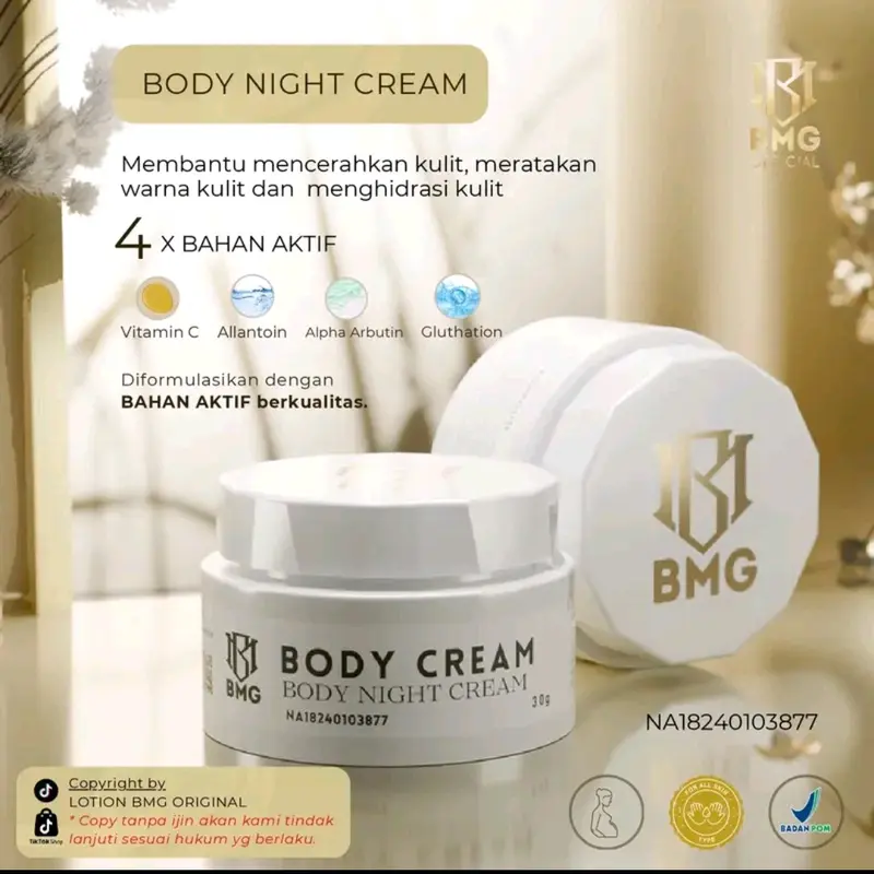 BMG BODYCREAM BADAN 30gr BPOM ORIGINAL mencerahkan kulit arbutin tubuh Lotion Perawatan Melembutkan 0