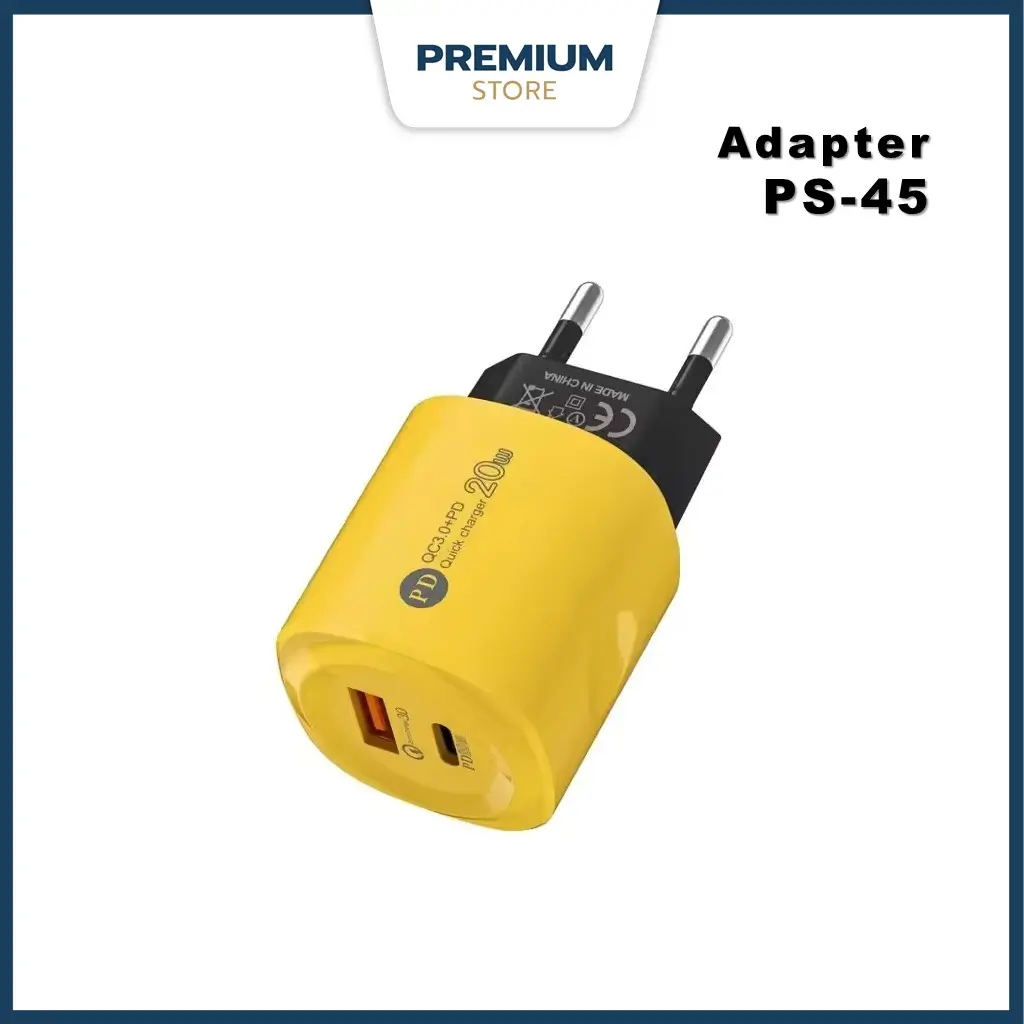 Adaptor Charger PS45 PD 20W Fast Charging Batok Kepala Casan USB Type c