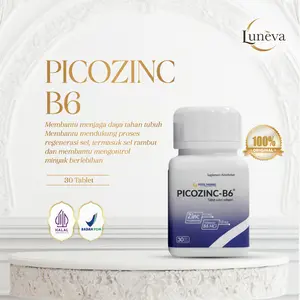 PICOZINC + B6 | Zinc Picolinate 50mg + B6 HCL 10 Mg | Membantu peradangan jerawat | 30 Tablet/botol