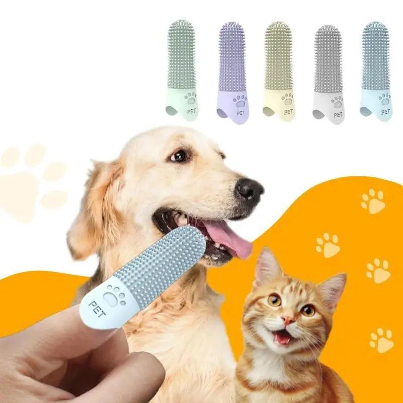 con chó silicone mềm bàn chải đánh răng 360 ° bàn chải đánh răng ngón tay cho…