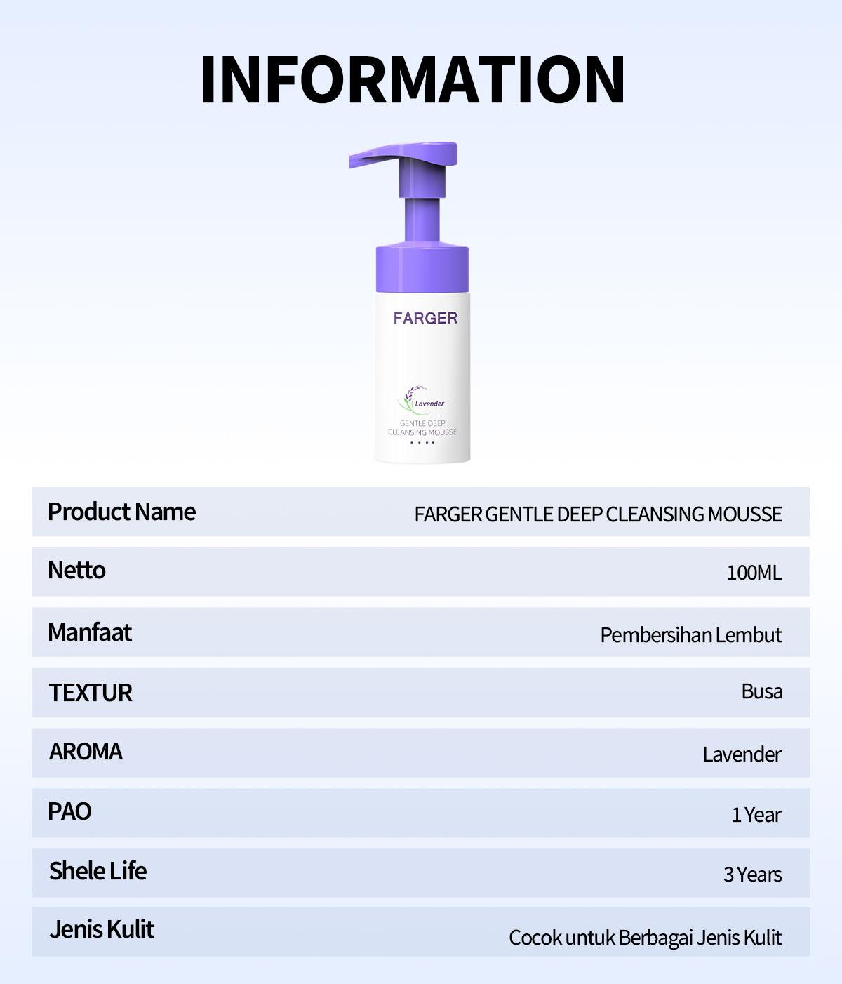 FARGER Mousse Pembersih Wajah Asam Amino 100ml BPOM NA11231201218 Mencerahkan Kulit Mengencangkan Pori-Pori & Menghapus Riasan