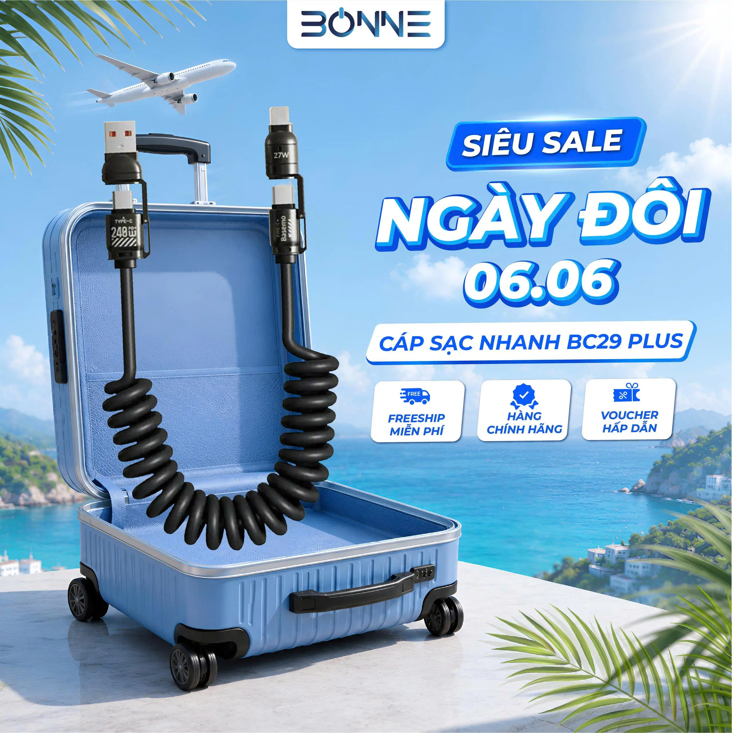 Cáp Sạc Lò Xo Đa Năng BC29 PLUS Sạc Nhanh 240W  by Bonne TECHNOLOGIQUE, Cáp Sạc Nhanh 4 IN 1 Chống Rối, Sạc Nhanh 240W Bảo Hành 12 Tháng Chính Hãng[phụ kiện, phone, sạc điện thoại]