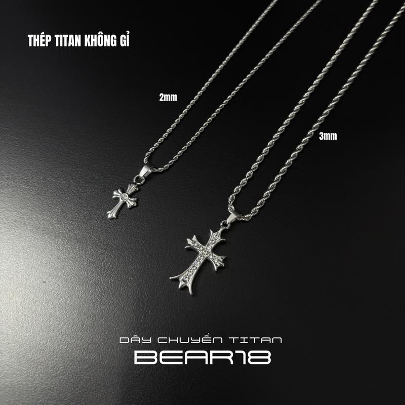 Dây chuyền thánh giá THÉP KHÔNG GỈ, vòng cổ dài y2k hot trend thiết kế cá tính, unisex phù hợp cho cả nam và nữ trang sức BEAR18
