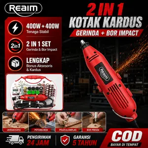 REAIM Gerinda Mini Set 211PCS Mesin Gerinda Mini Alat Ukir Listrik Mini Grinder 220V Untuk Ukir Kayu Potong Amplas Poles Bor Mini DIY Kerajinan Perbaikan Rumah Multifungsi Presisi Tinggi Kuat Tahan Lama Garansi 5 Tahun