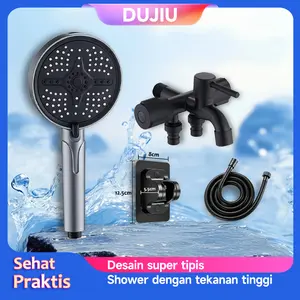 Set 6 PCS UTARA STUDIO – Kepala Shower Premium Tekanan Tinggi, Keran 3 Arah, 2 Selang, Braket Tanpa Bor, Semprotan Toilet & Aksesori Lengkap, Paket Perlengkapan Kamar Mandi & Toilet, Praktis, Tahan Karat & Mudah Dipasang
