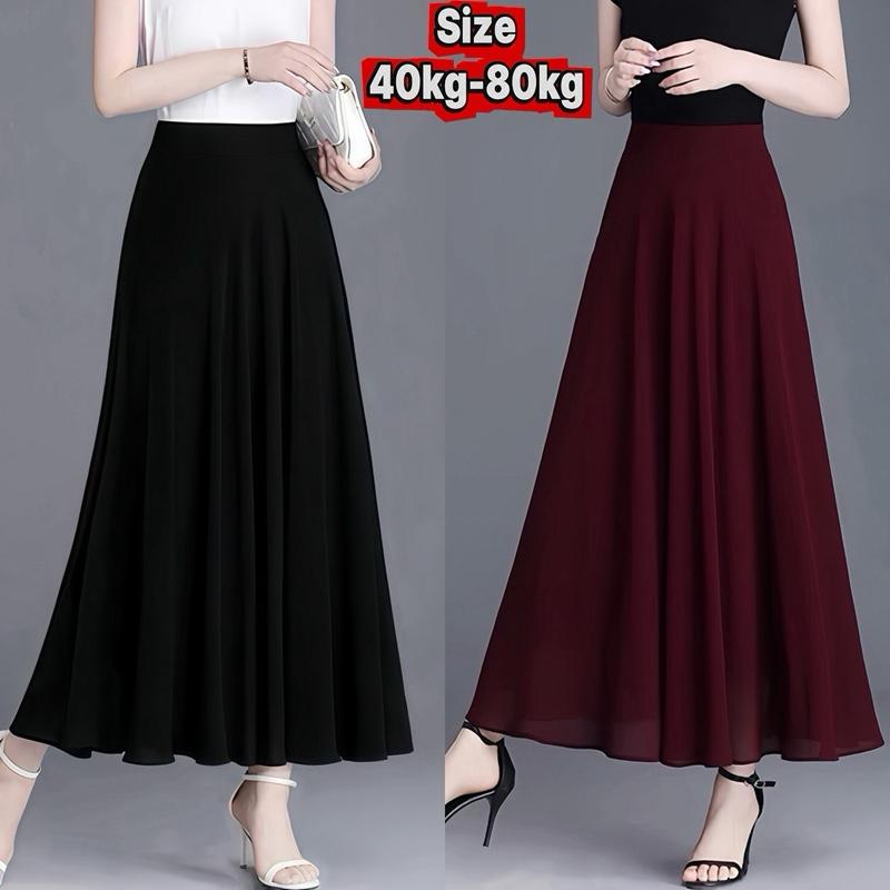 Chân váy Lụa trượt dáng dài xoè 2 lớp , có túi , có chun sau , che bụng , tôn dáng , vải mềm rũ , không nhăn , có Bigsize (40kg-80kg) - Nữ Women Váy Xinh