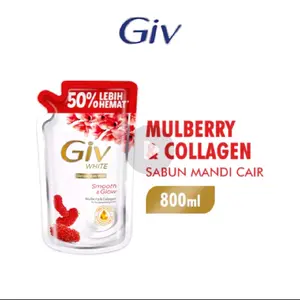 GIV Sabun Mandi Cair Mulberry & Collagen Pouch 800ml Melembutkan