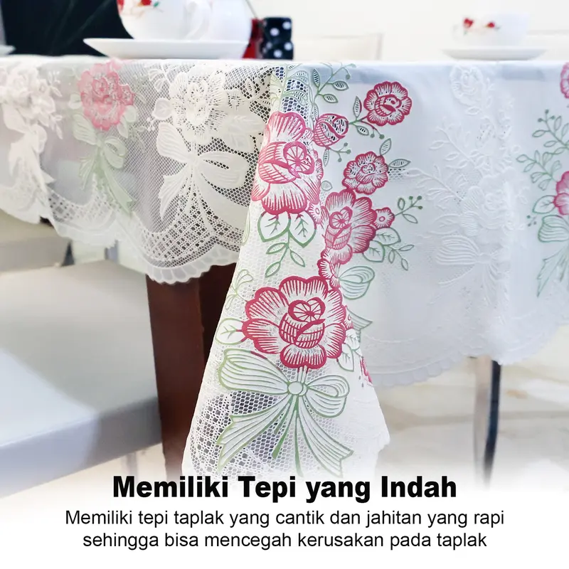 Luxury collection D41-C Taplak Meja Makan 3D Motif / Taplak Meja Anti Air Anti Minyak / Taplak Meja Makan Motif Emboss Elegan Ukuran 137cm x 200cm 4