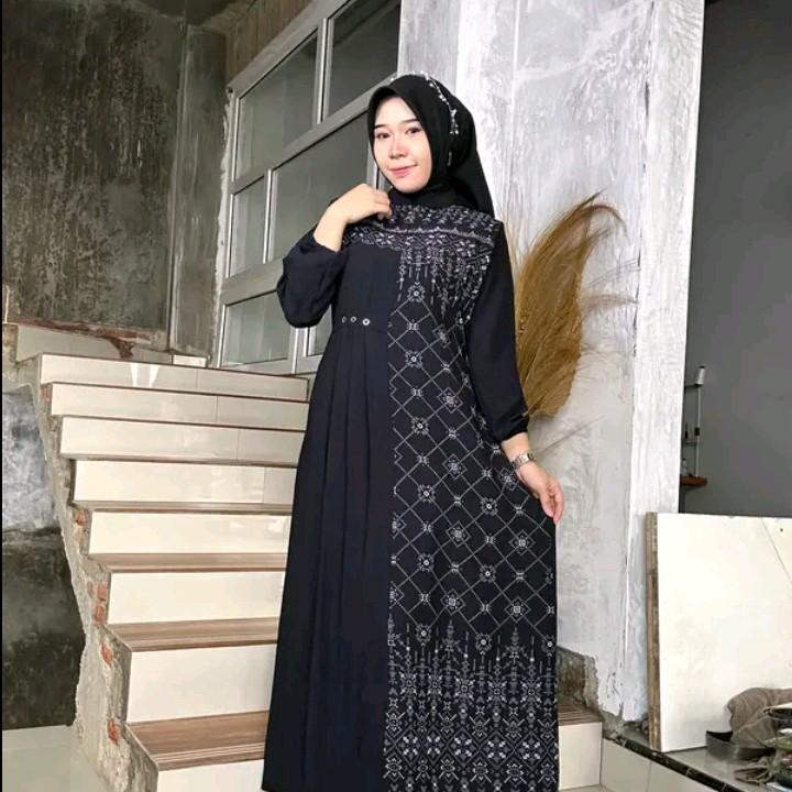 Ready LANGSUNG KIRIM Gamis Tsabina Gamis Mute Swarovsky Cringkle motif 0