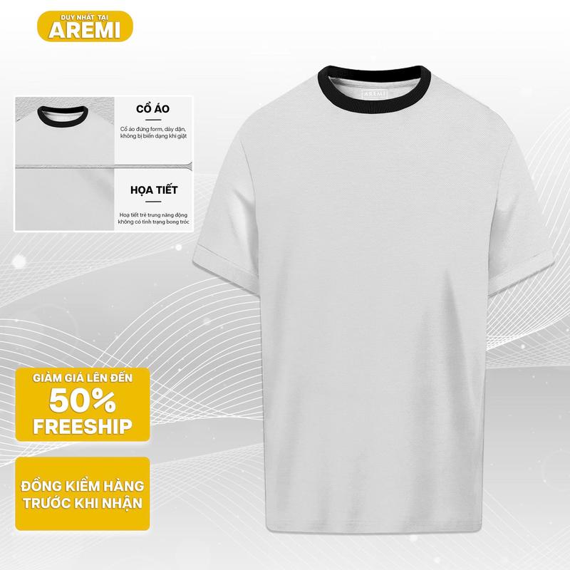  Áo thun nam tay ngắn cổ tròn AREMI chất liệu cotton cao cấp co giản thoáng mát thiết kế đơn giản trẻ trung ATS0028 