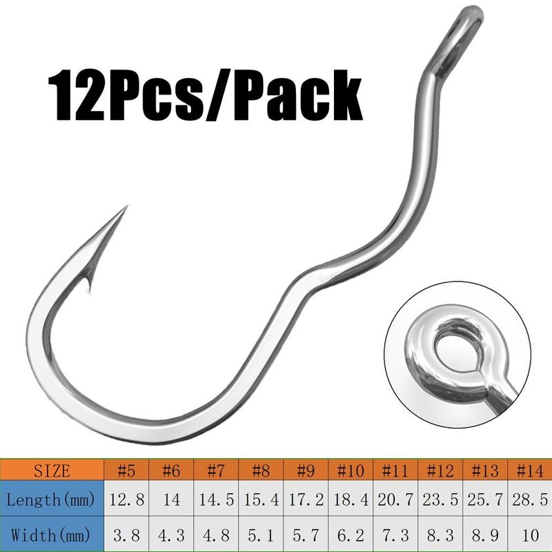 Móc Câu Cá, 12 Cái / Gói, Thép Carbon Cao, Lật Tự Động, Có Gai, Chống Trượt, Thích Hợp Cho Các Môn Thể Thao Ngoài Trời, Có Mắt, Dụng Cụ Câu Cá 2