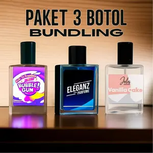 TRENDING TERMURAH!! Paket 3 Botol | Bundling Parfum  ELEGANZ - BUBBLEGUM Permen Karet - VANILLA CAKE, Parfum Pria Terlaris Aura