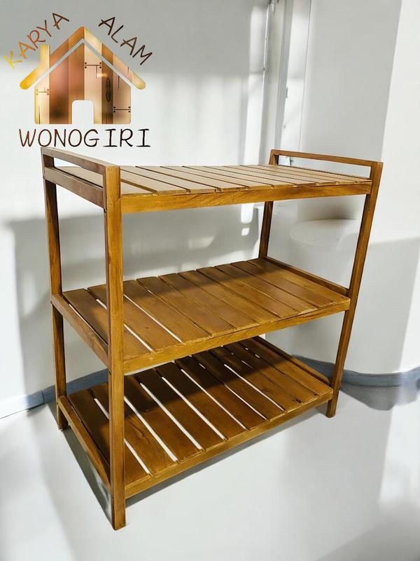 Meja Serbaguna Kompor Gas 3 Susun Kayu Minimalis Bunga Dapat Diperpanjang - Furniture 3