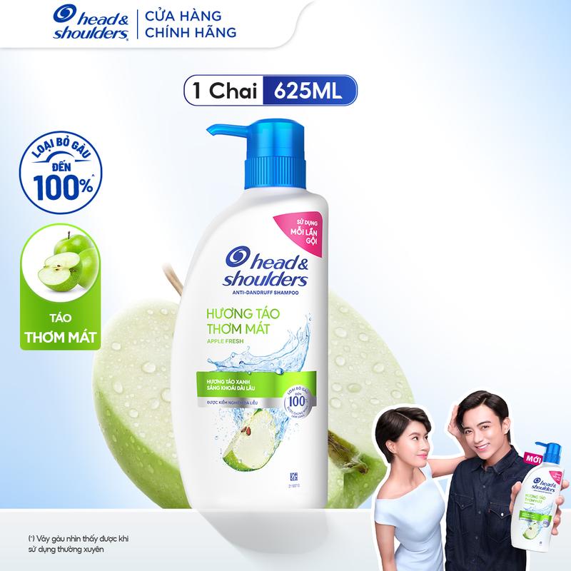 Head & Shoulders Dầu Gội Hương Táo Mát Lạnh 625ml - Công Thức Mới Piroctone Olamine Loại Bỏ Gàu 100% & Bảo Vệ Da Đầu 48H