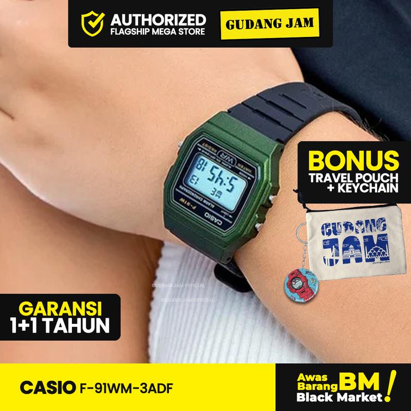 Jam Tangan Casio F-91WM |Jam Tangan Pria Cowok | Digital | Anti Air | Original | Casio Watches | Kaca Resin | F-91WM F-91W F91W F91WG F 91 WM 6