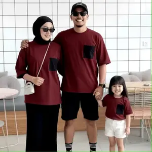 kaos couple keluarga poket kotak (dijual terpisah/dijual bijian / dijual per pcs)