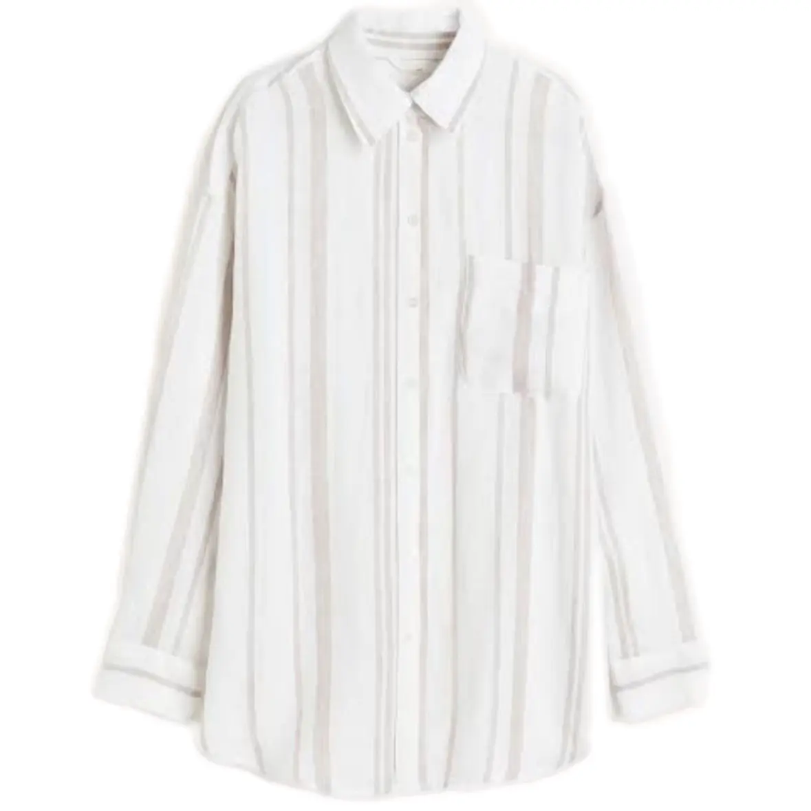 HMM Brown Striped Linen Long Sleeve Shirt