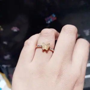 Cincin wanita titanium pasir permata butterfly gold-silver-Rose Gold
