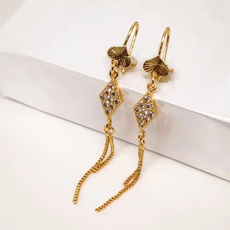 JEWELRY COD Anting Titaniun Korea Earrings Zirkon Berlapis Emas 24k Gold Elegant Fashion Mewah Jumbai Berlian Aksesoris Giwang Tindik Perhiasan 6