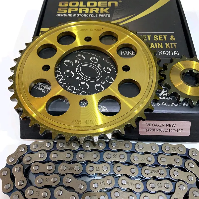 GEAR SET GIR SET GEAR PAKET PLUS RANTAI VEGA ZR JUPITER Z1 JUPITER Z ROBOT GOLDEN SPARK 428H-108L 15T/40T 2