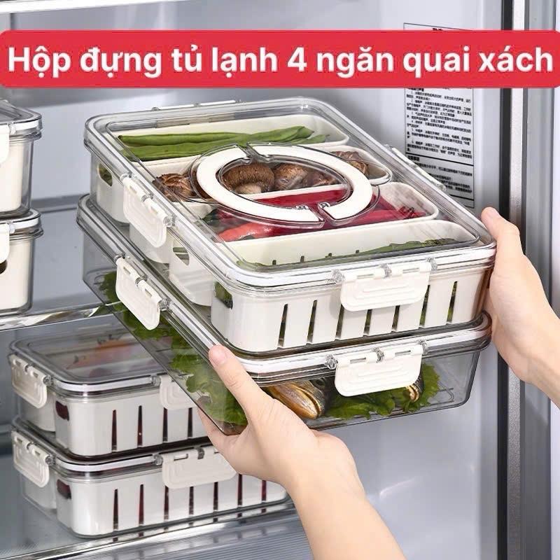Hộp Đựng Thực Phẩm Đa Năng Có Lắp Đậy, Chia Ngăn Tiện Lợi. Chất liệu nhựa bền kháng khuẩn. Giữ Thực Phẩm Tươi Lâu Hơn thiết kế có tay cầm tiện ích thiết kế hiện đại