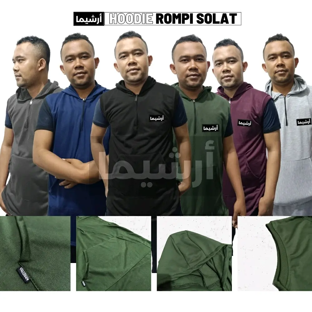 Rompi Rosal Rompi shalat hoodie pria koko kurta Rompi Shalat Clasik terbaru Logo Arab