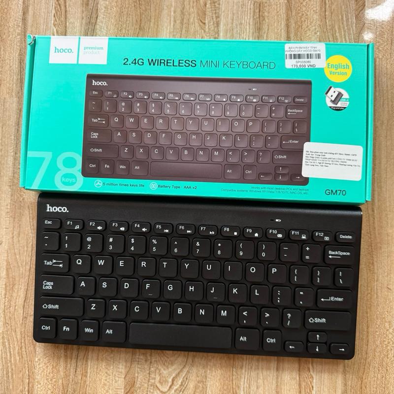 Hoco GM70 Bàn Phím Mini Không Dây 2.4G Hoco Premium English Version 78 Keys Battery Type AA-20