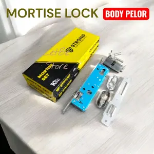 Strong Mortise Lock Kunci Body Pelor Untuk Pintu Kupu Tarung Aluminium & Kayu Latch Bulat Stainless Steel Set Komplit
