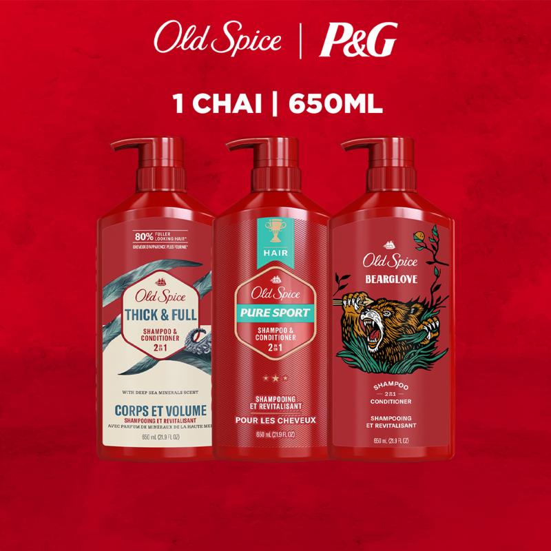 Dầu Gội Xả Old Spice 2in1 hương nước hoa cho nam nhiều mùi hương 650ml - Mỹ