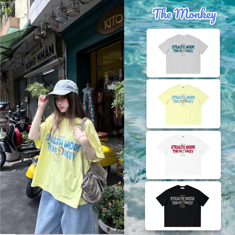 THE MONKEY Áo Thun Boxy Tay Ngắn Cổ Tròn Nam Nữ " STEALTH MODE "