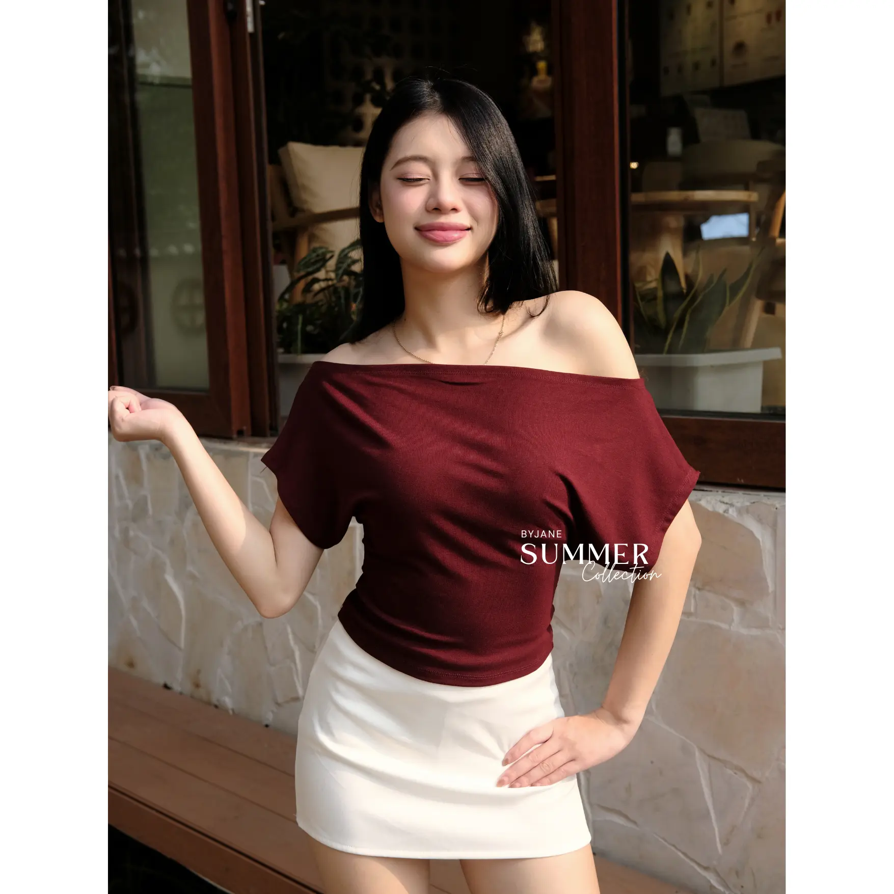(MÀU MỚI) Áo trễ vai cộc tay nữ cotton co giãn BYJANE - 623 | BigBuy360 - bigbuy360.vn